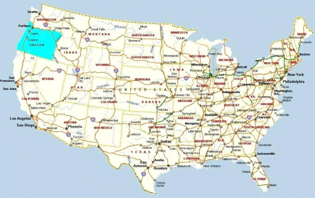 Portland Oregon map of USA