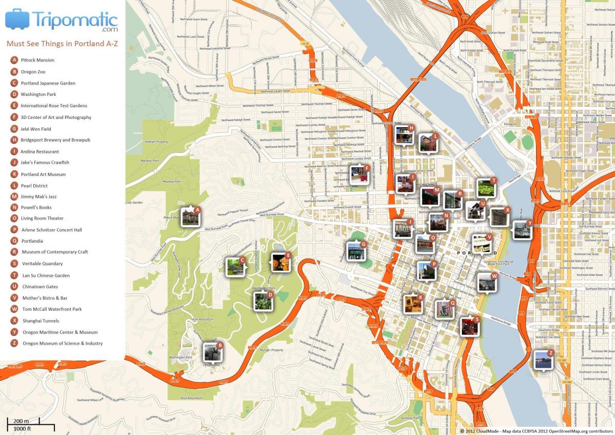 Portland გასეირნება რუკა