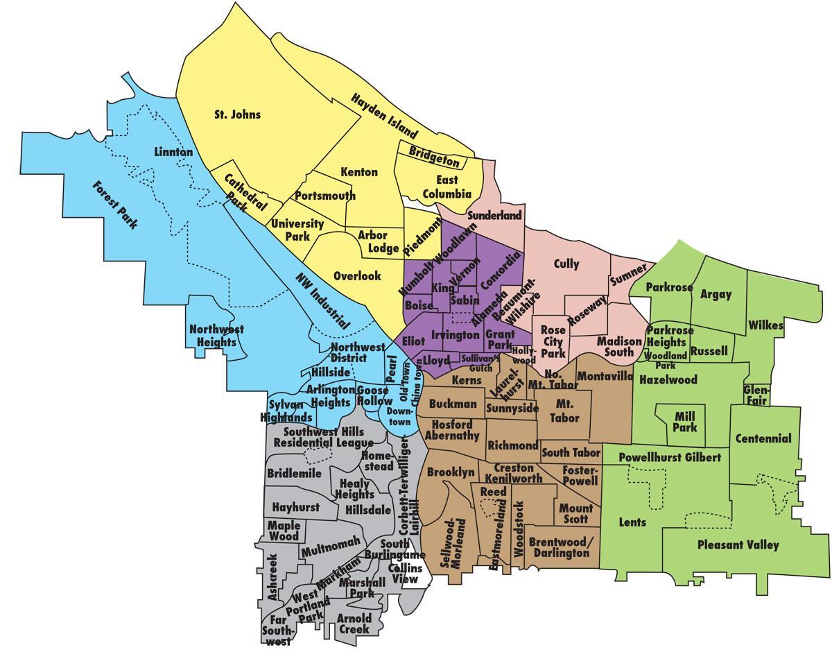 რუკა Portland უბანი