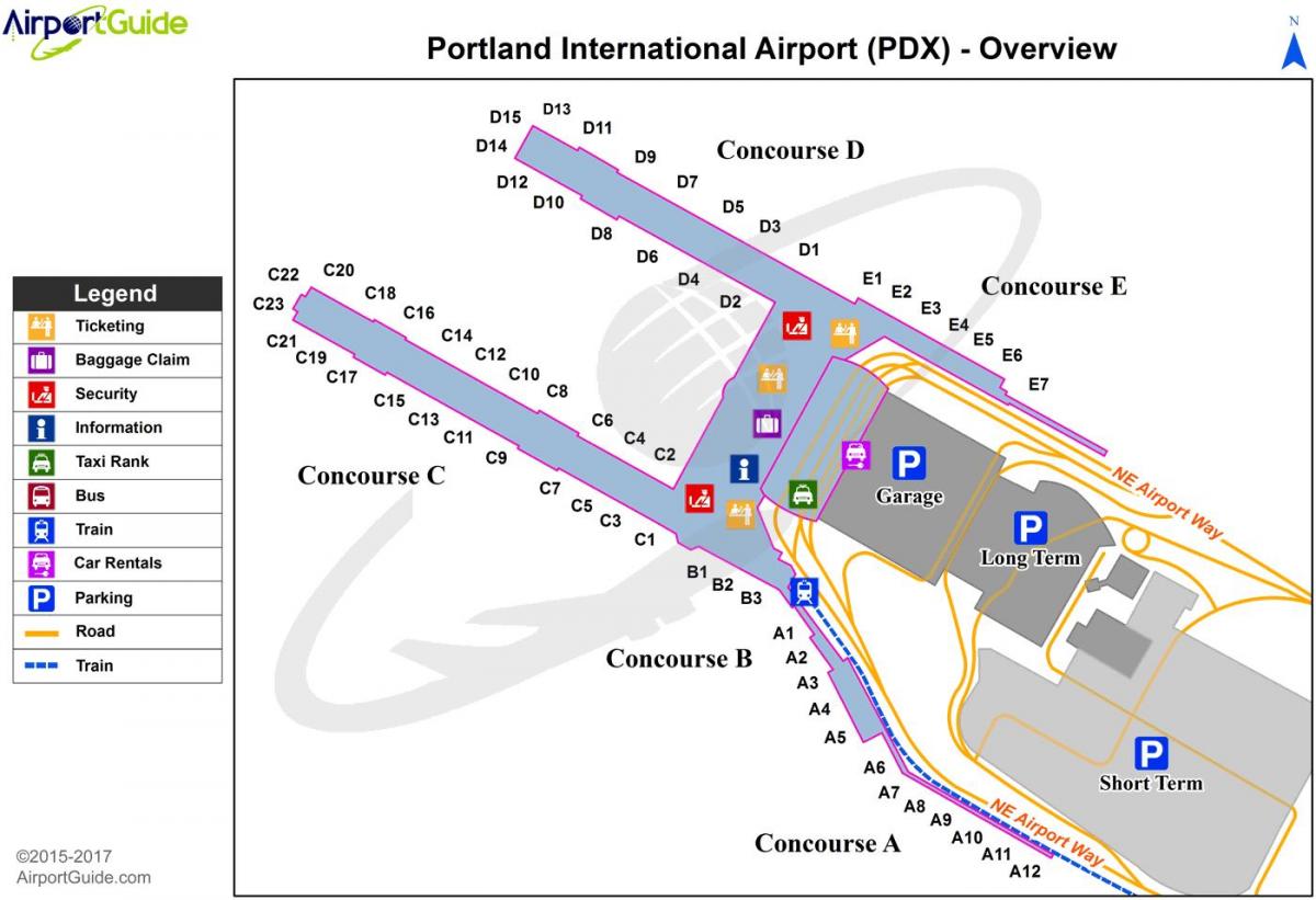 Portland Oregon აეროპორტის რუკა